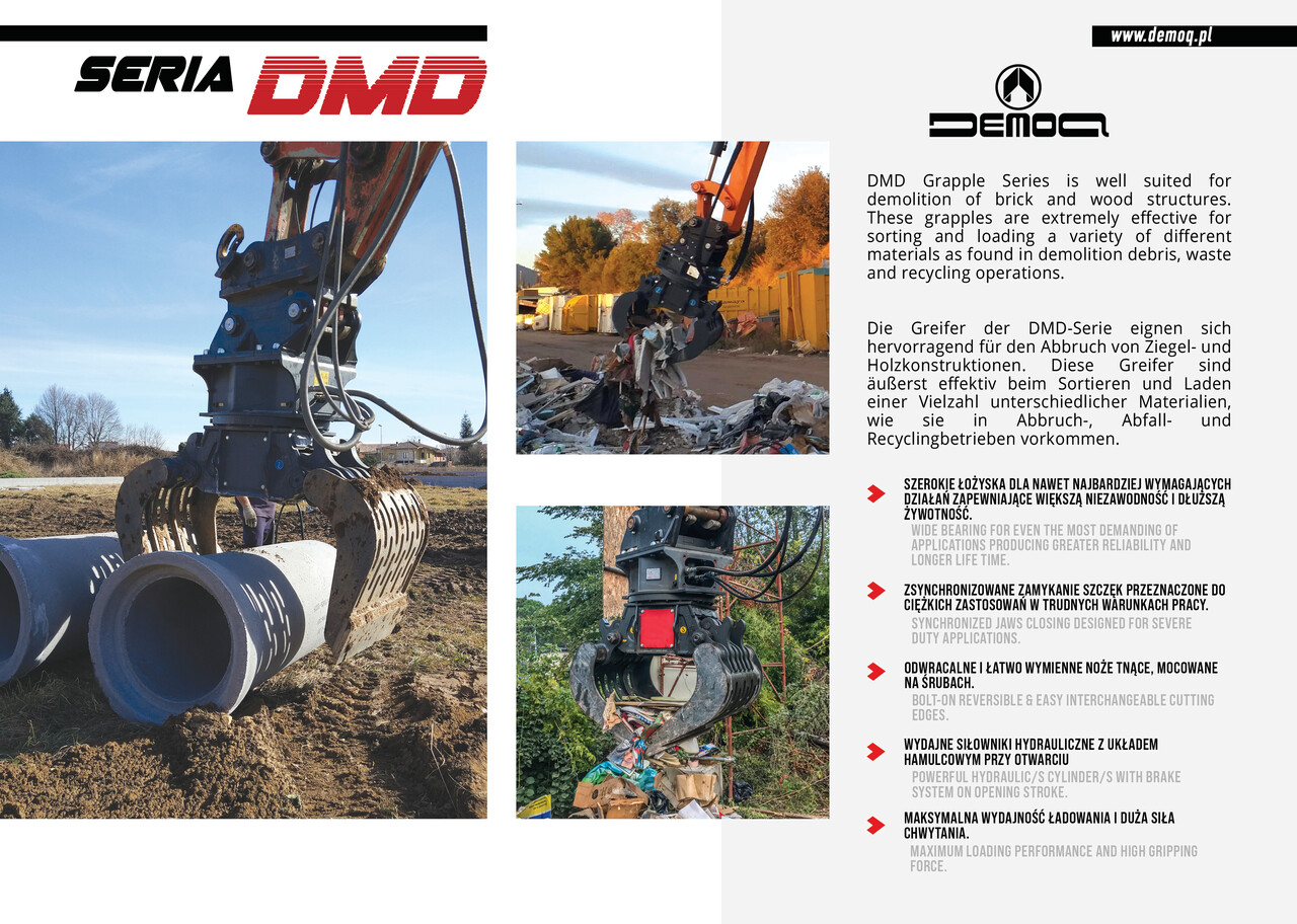 DEMOQ DMD 45 S Hydraulic Polyp -grab 130 kg - Grapple for Construction machinery: picture 4