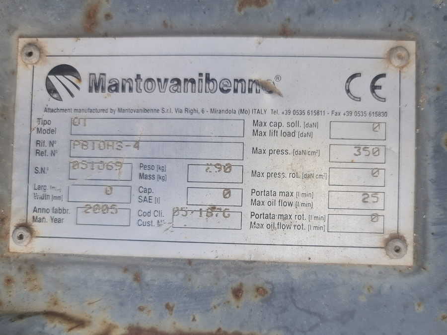 MANTOVANIBENNE PB10-HN4 - Attachment for Construction machinery: picture 2