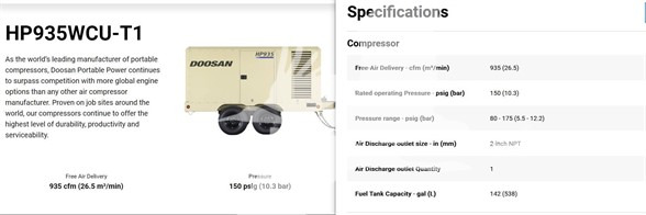 2012 DOOSAN HP935 15959 - Air compressor: picture 4