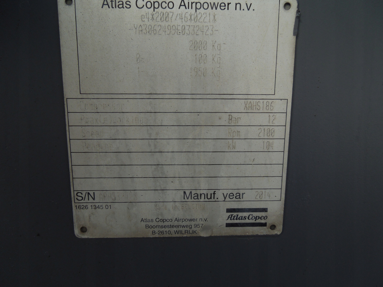 ATLAS COPCO XAHS186 - Air compressor: picture 2