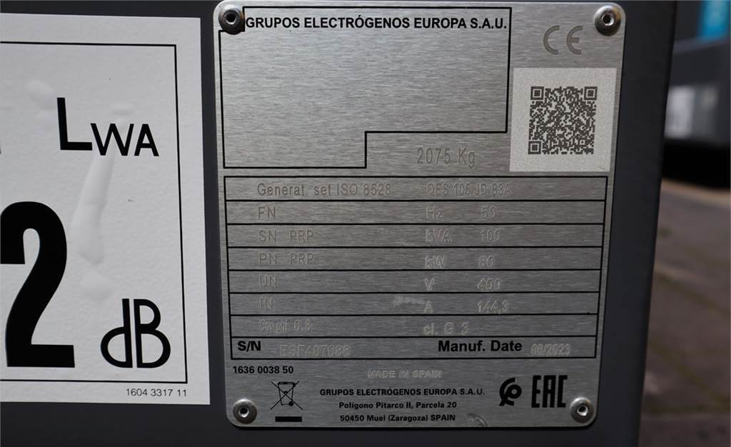 Generator set Atlas Copco QES 105 JD S3A ESF Valid inspection, *Guarantee! D: picture 13