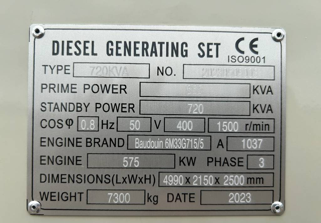 Baudouin 6M33G715/5 - 720 kVA Generator - DPX-19879.1  - Generator set: picture 4