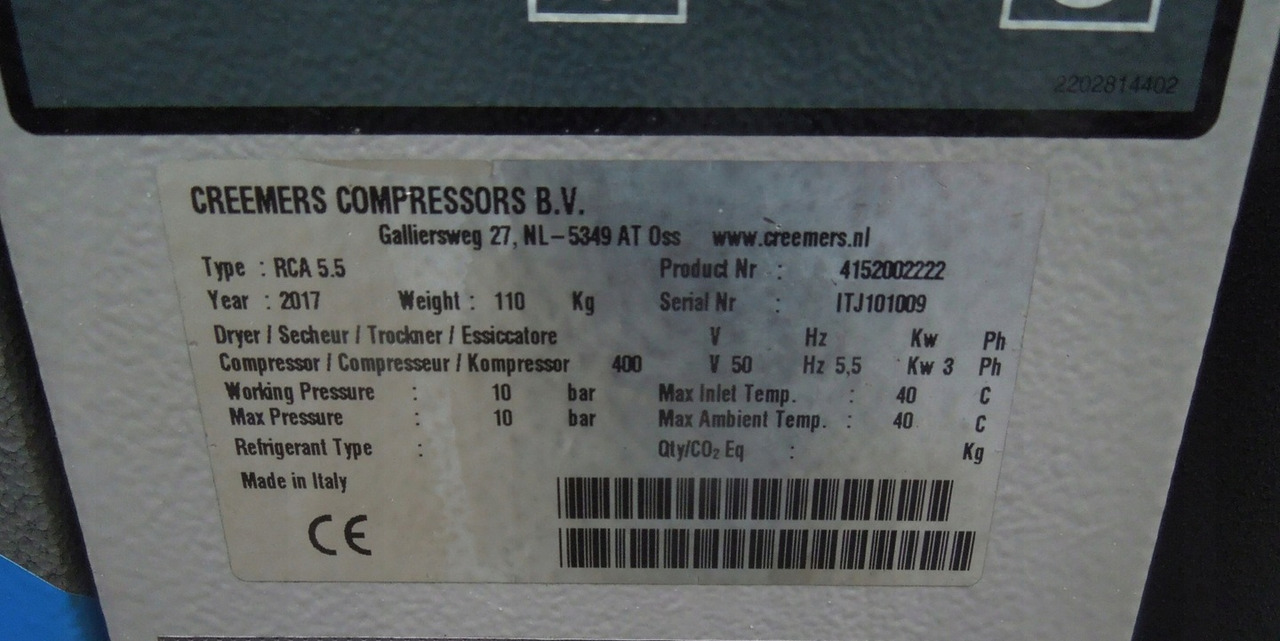 CREEMERS RCA5,5-10/270 - Air compressor: picture 2