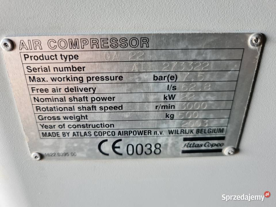 Kompresor śrubowy ATLAS COPCO GA 22 ff - Air compressor: picture 5