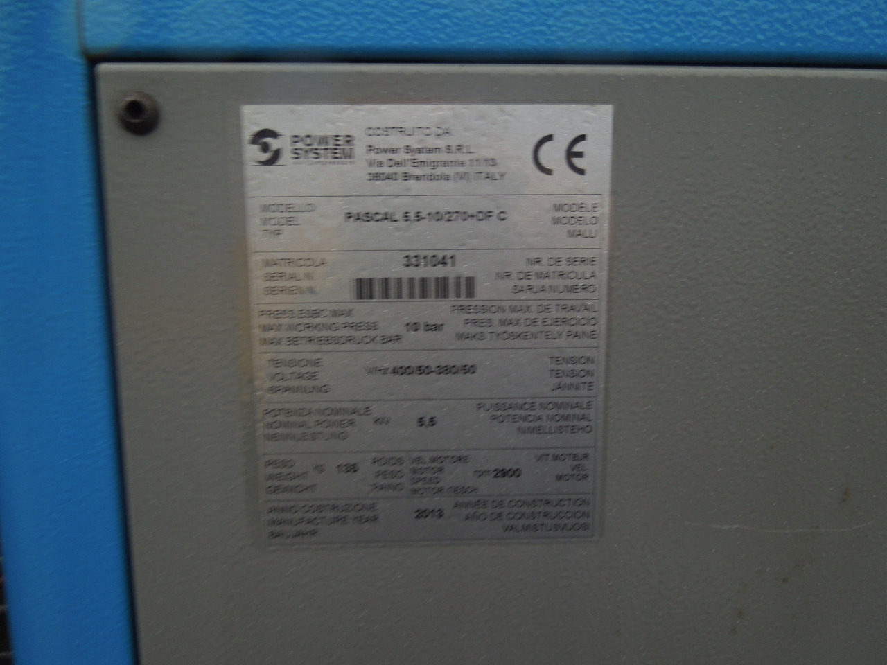 POWER SYSTEM PASCAL 5,5-10/27 - Air compressor: picture 3
