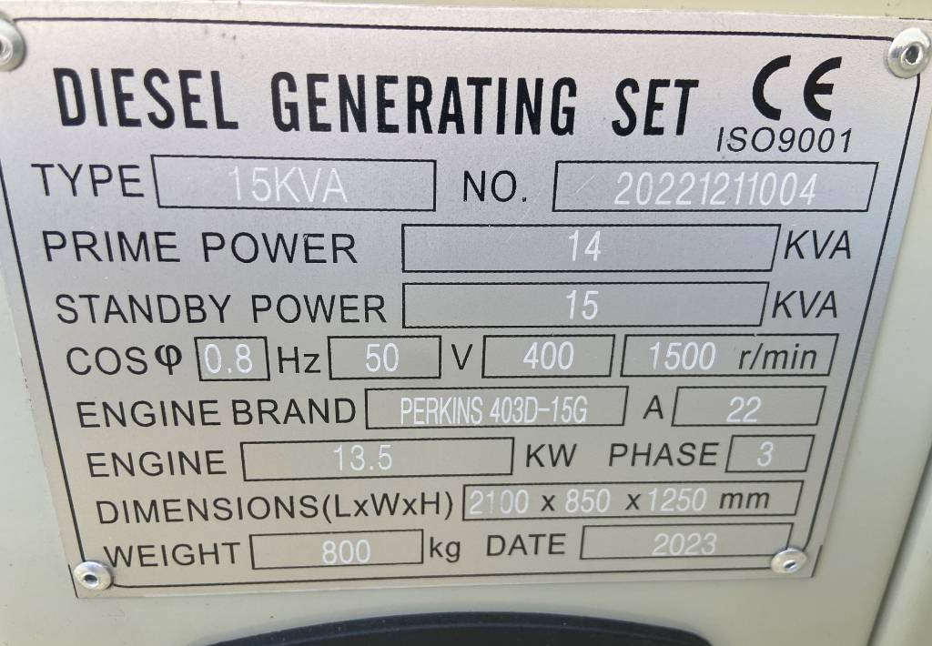 Perkins 403D-15- 15 kVA Generator - DPX-19800  - Generator set: picture 4