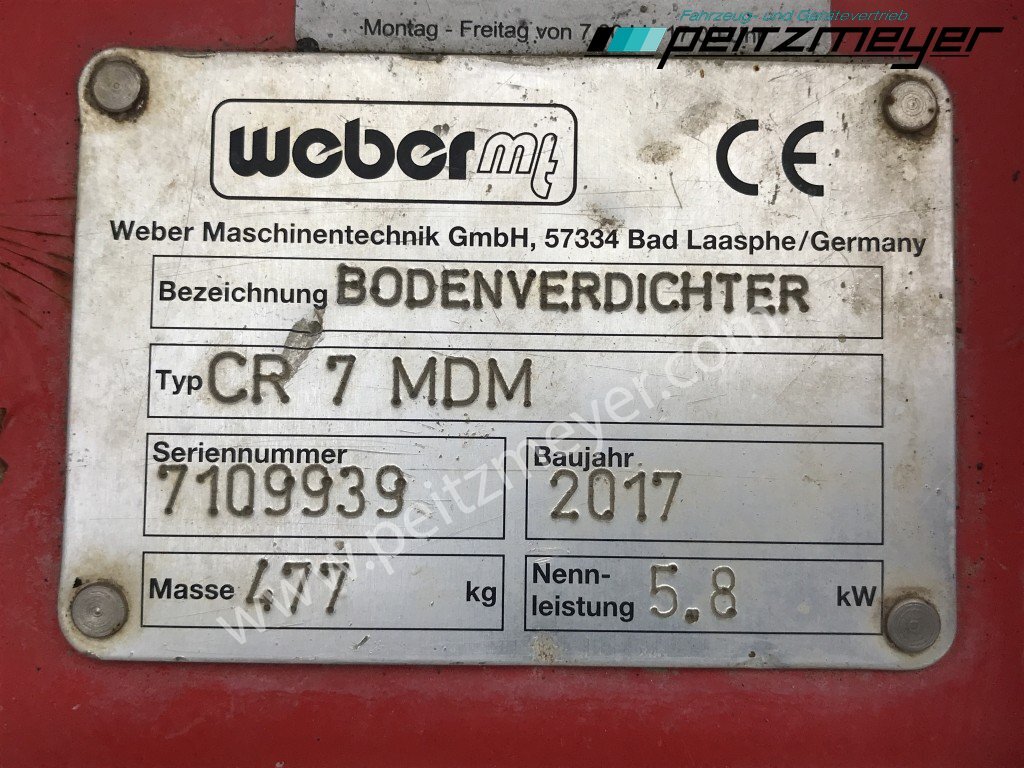 Vibratory plate Weber Rüttelplatte CR 7 MDM E-Starter, 251 Betr. Std,: picture 9