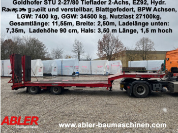 Goldhofer STU 2-27/80 Tieflader Auflieger hydr. Rampen BPW Blatt TOP - Low loader semi-trailer: picture 1