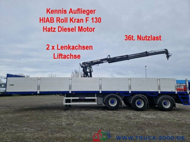 Kennis Hiab Roll Kran 36t. Nutzlast 2 Lenkachsen - Dropside/ Flatbed semi-trailer: picture 1