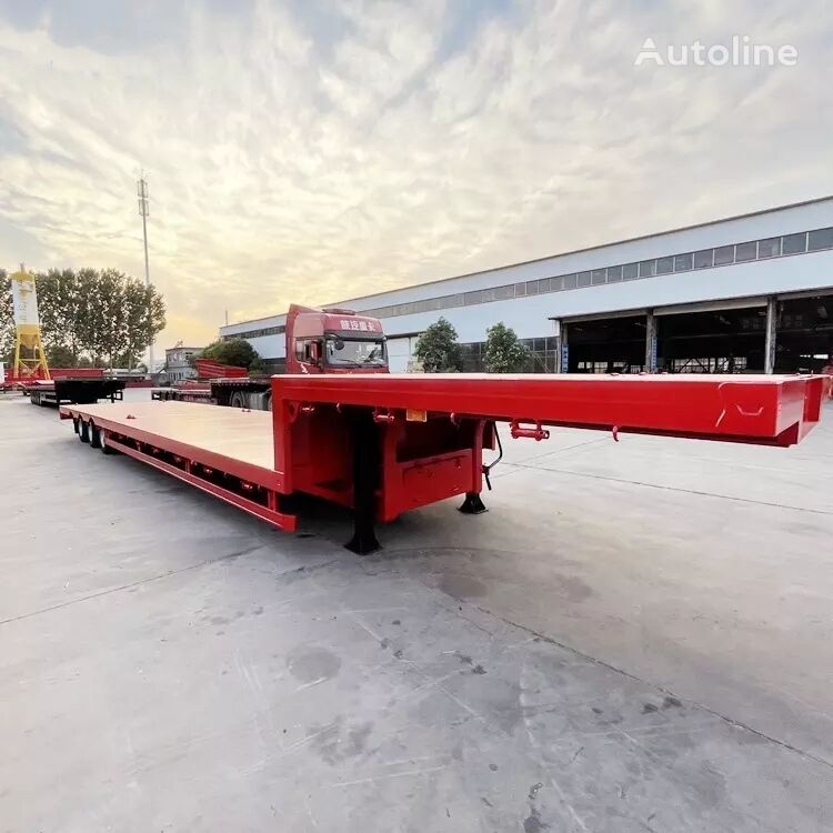 New 13 meter 3 axles flat lowbed gooseneck semi trailer - Low loader semi-trailer: picture 1