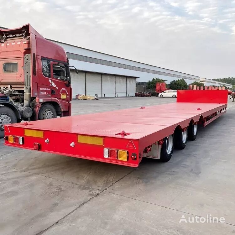 New 13 meter 3 axles flat lowbed gooseneck semi trailer - Low loader semi-trailer: picture 3