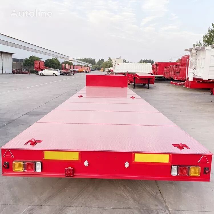 New 13 meter 3 axles flat lowbed gooseneck semi trailer - Low loader semi-trailer: picture 4