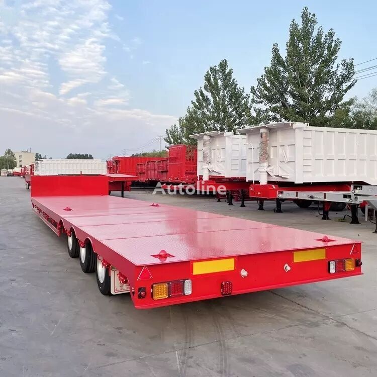 New 13 meter 3 axles flat lowbed gooseneck semi trailer - Low loader semi-trailer: picture 5