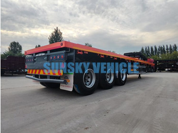 New Dropside/ Flatbed semi-trailer for transportation of bulk materials SUNSKY 40FT 3 axle flat deck trailer: picture 5