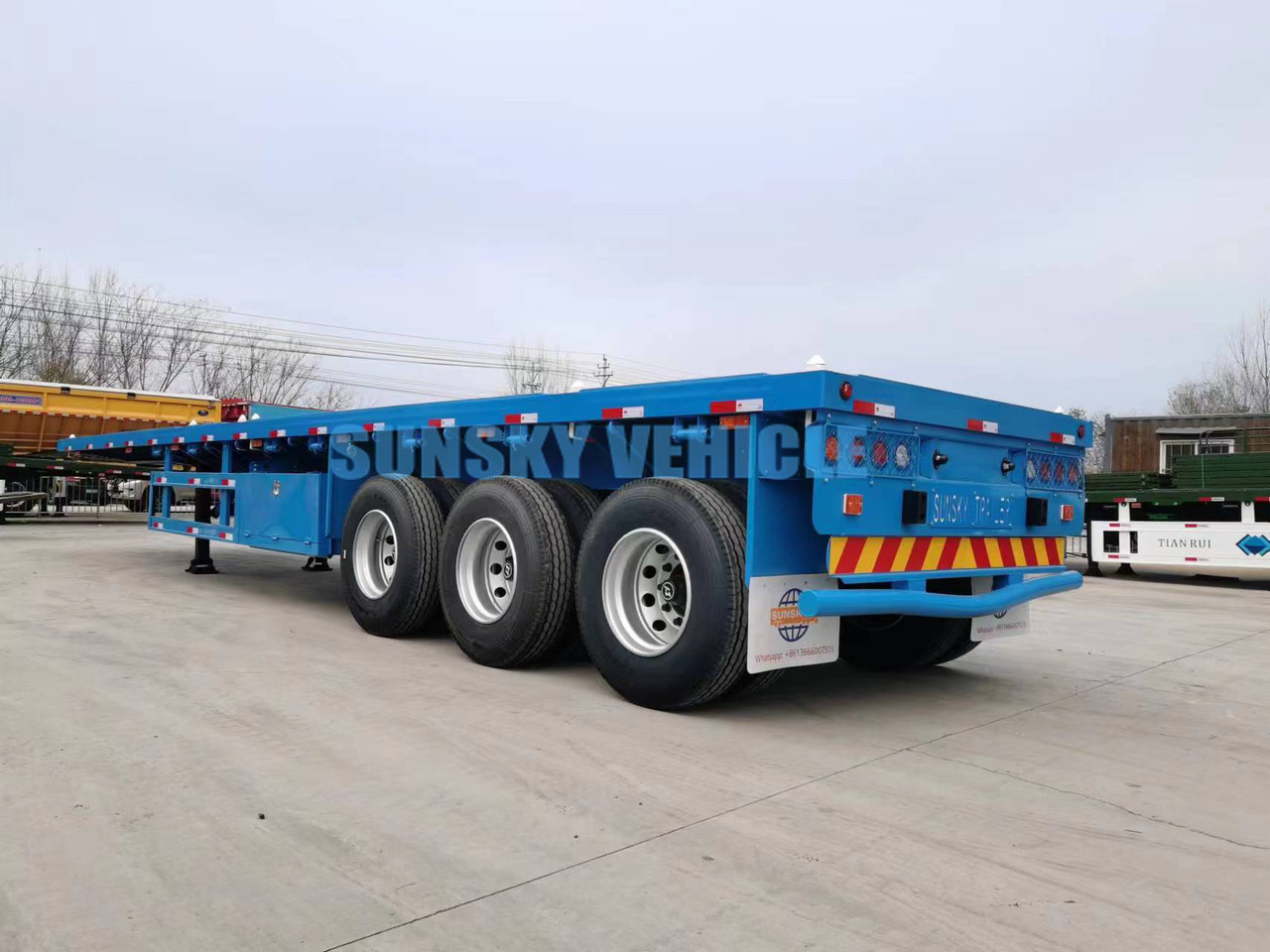 New Dropside/ Flatbed semi-trailer for transportation of bulk materials SUNSKY 40FT 3 axle flat deck trailer: picture 10