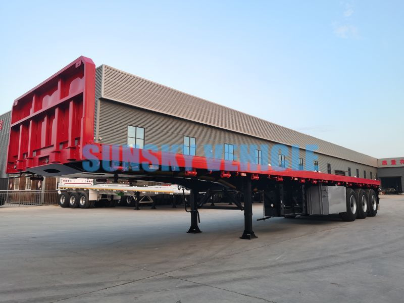 New Dropside/ Flatbed semi-trailer for transportation of bulk materials SUNSKY 40FT 3 axle flat deck trailer: picture 7