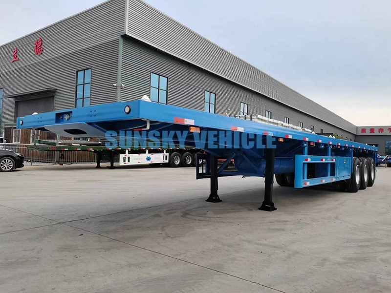 New Dropside/ Flatbed semi-trailer for transportation of bulk materials SUNSKY 40FT 3 axle flat deck trailer: picture 11