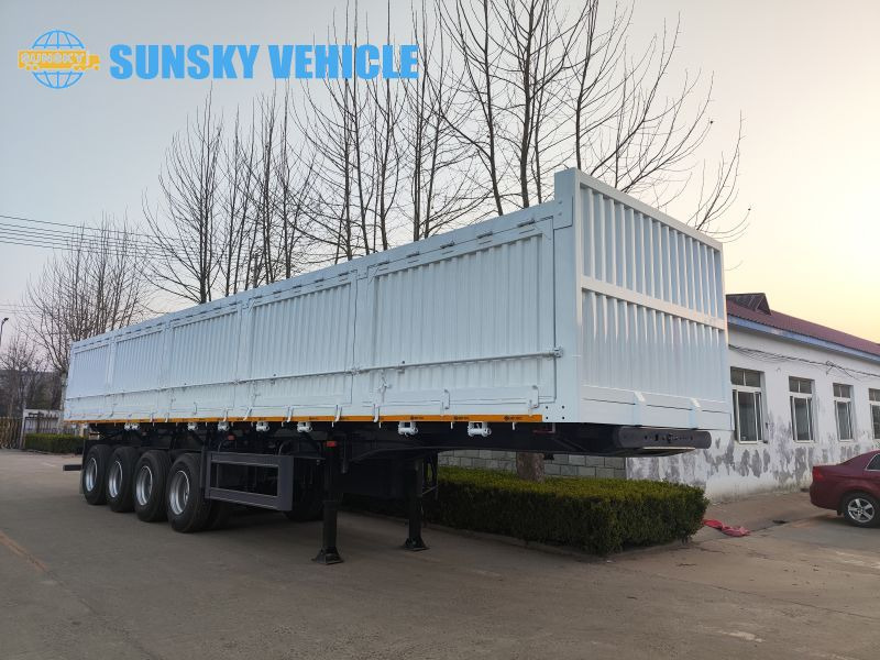 New Container transporter/ Swap body semi-trailer for transportation of containers SUNSKY 60Ton 4 axle sidewall tipper trailer: picture 5