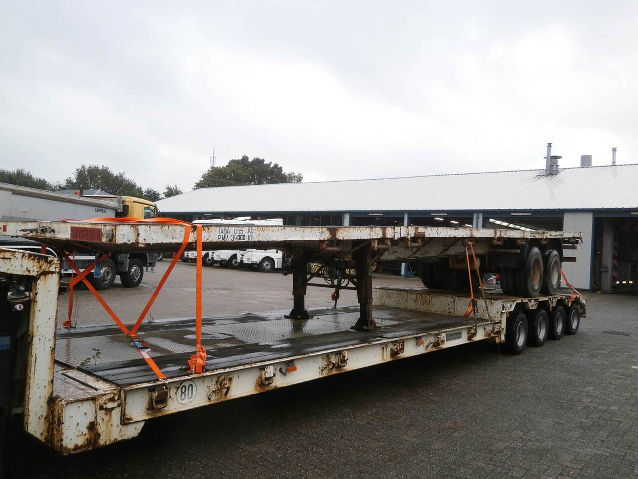 Traylona 2-axle platform trailer 39000KG / Extendable 19M - Low loader semi-trailer: picture 1