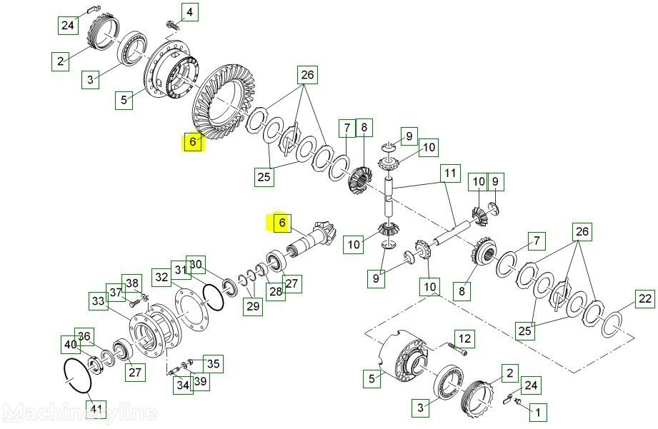 Bevel and disk wheel 10411090 Liebherr 10411090  Liebherr L556, L564, L574, L576, L580, L566 - Suspension for Wheel loader: picture 1
