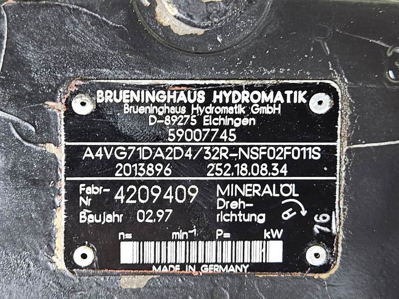 Brueninghaus Hydromatik A4VG71DA2D4/32R-Drive pump/Fahrpumpe - Hydraulics for Construction machinery: picture 4