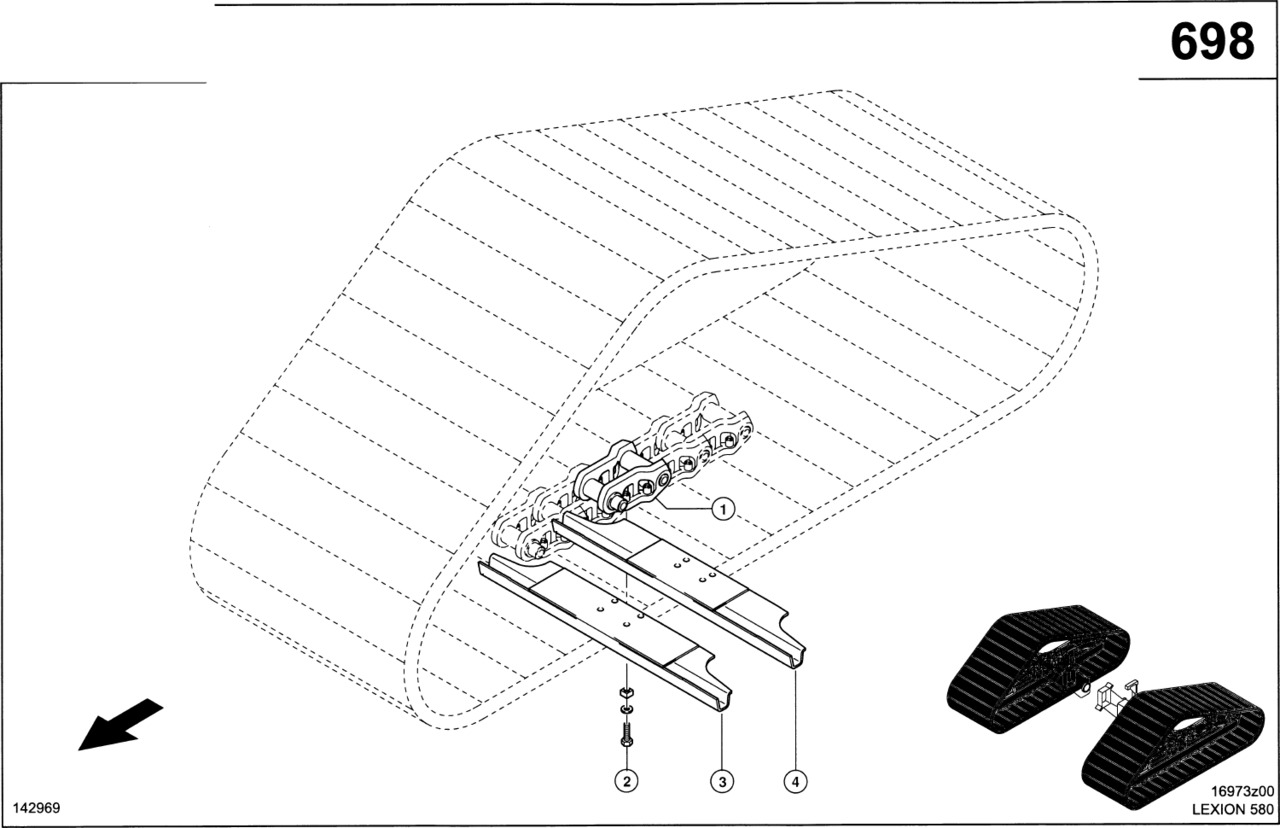 Claas Lexion 580 PŁYTA PODŁOGI  0007562314 (Półgąsienica stalowa; łańcuch gąsienicy 1000 mm) - Track for Combine harvester: picture 1