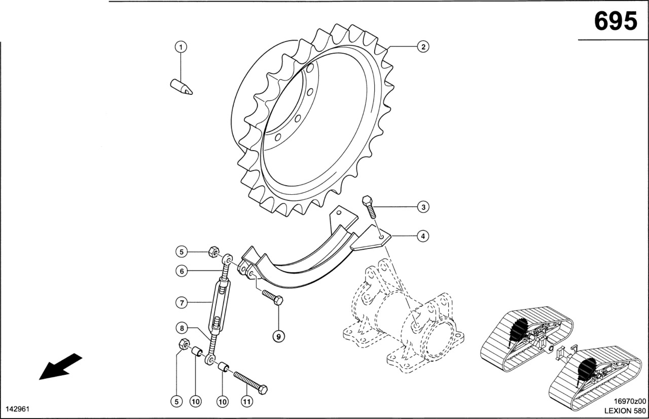 Claas Lexion 580 PODPARCIE  0007562260 (Półgąsienica stalowa; koło gwiazdowe i zestaw demontażowy) - Undercarriage parts for Combine harvester: picture 1
