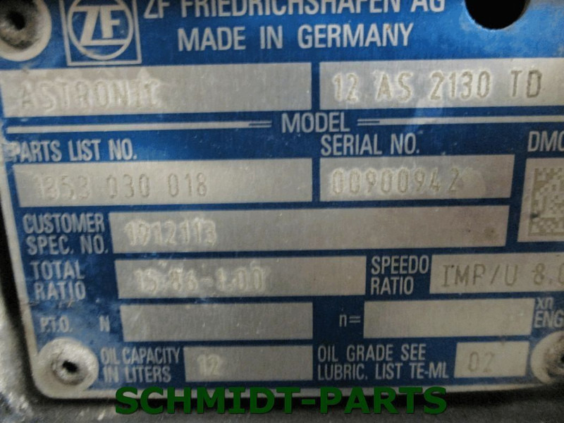 DAF 1912113 TRANSMISSIE 12 AS 2130 TD EURO 6 CF XF - Gearbox for Truck: picture 2