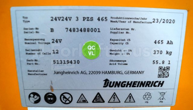 Battery for Material handling equipment Jungheinrich unknown Battery 24V465Ah 24 3PZS465 year 21/2020 370 kg dimensions 78,5x21x79cm sn. 7483488001: picture 3