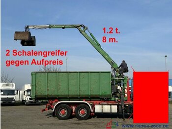 Abrollcontainer 23 m³ + Kran Hiab F 95S 1.2t 8m - Roll-off container, Crane truck: picture 1
