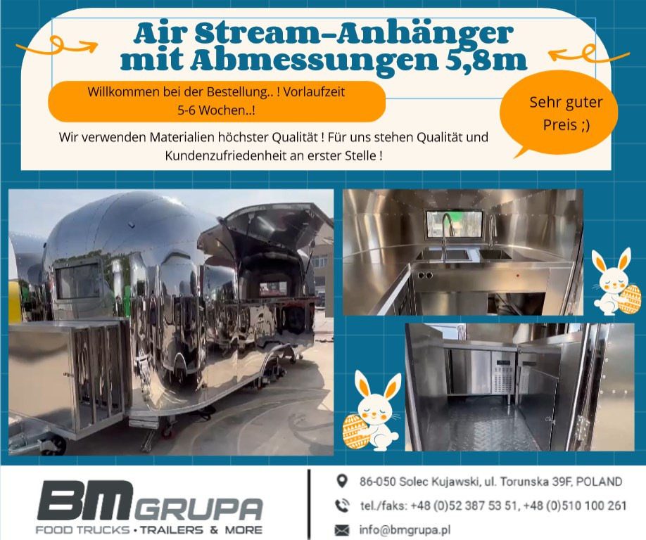 AIR STREAM ! - Imbissanhänger ! Verkaufsanhänger, - Food Truck Imbiswagen , EDELSTAL ! 5,8 M - Vending trailer: picture 1