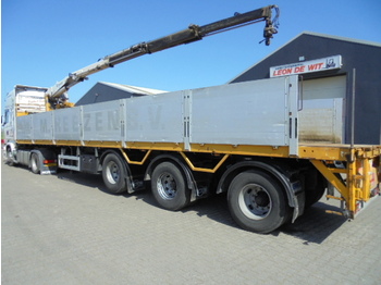PACTON Crane Trailer + Kennis 24 ton Roller crane, 3x Hydr extend - Dropside/ Flatbed trailer