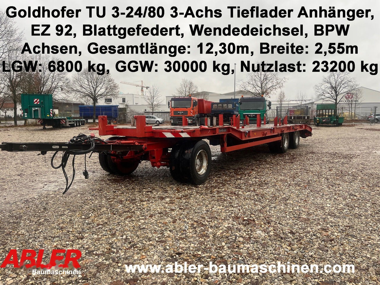 Goldhofer TU 3-24/80 Tieflader Anhänger Wendedeichsel Blatt BPW TOP - Low loader trailer: picture 1