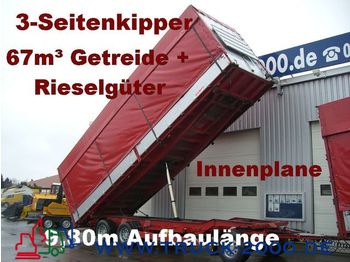 Tank trailer for transportation of bulk materials KEMPF 3-Seiten Getreidekipper 67m³   9.80m Aufbaulänge: picture 1