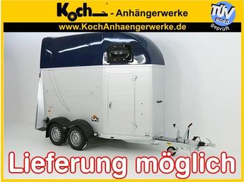 Humbaur Single Alu mit Alu Boden   Sattelkammer, blau - Livestock trailer