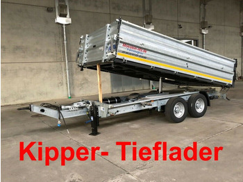 Möslein  neuer Tandem 3- Seitenkipper Tiefladermit Bordw  - Tipper trailer: picture 1