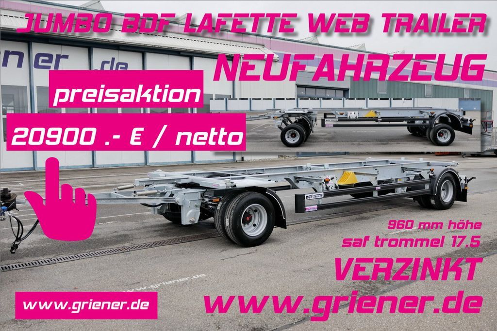 Web-Trailer JUMBO LAFETTE BDF WFZ/W 18/ 17,5 / 960 mm höhe  - Container transporter/ Swap body trailer: picture 1