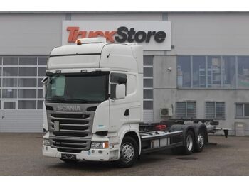 Container transporter/ Swap body truck Scania R490 LADEBORDWAND BDF