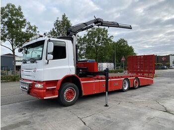 Autotransporter truck, Crane truck DAF CF 75.310 6X2 EURO 5 + HIAB CRANE + RAMP 3,75 ME: picture 1