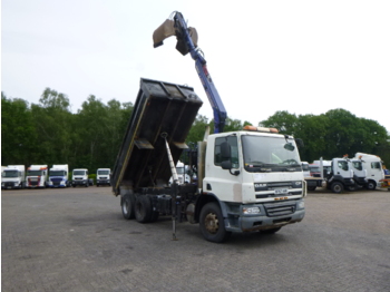 Tipper, Crane truck D.A.F. CF 75.310 6x4 RHD tipper + HMF 1144 K-1 + grapple: picture 2