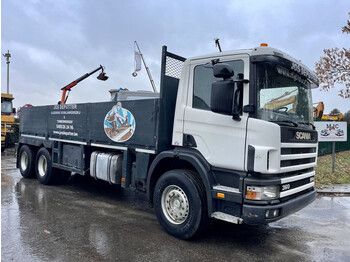 Dropside/ flatbed truck Scania P124-360 6x4 - STEEL SPRING / LAMES / BALLIESTAS / BLATT - MECHANICAL PUMP / POMPE MECANIQUE - PLATFORM 6m50