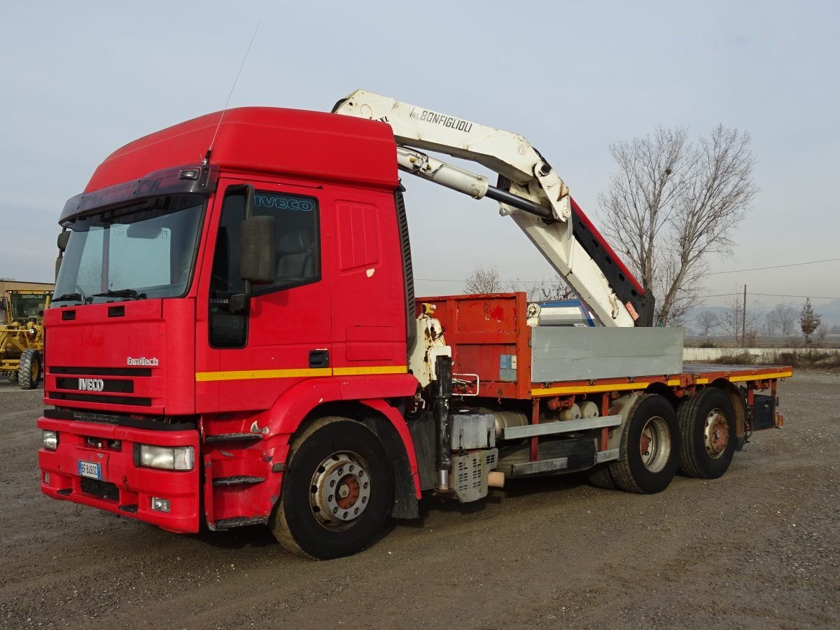 IVECO EUROSTAR 240E42 - Dropside/ Flatbed truck, Crane truck: picture 1