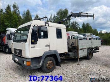 Dropside/ Flatbed truck MAN 10.163 4x2 - Manual - Full steel - Crane Hiab: picture 1