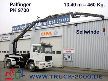 Dropside/ Flatbed truck MAN 14.264 Montage Dachdecker Kran+Winde 18m = 450Kg: picture 1