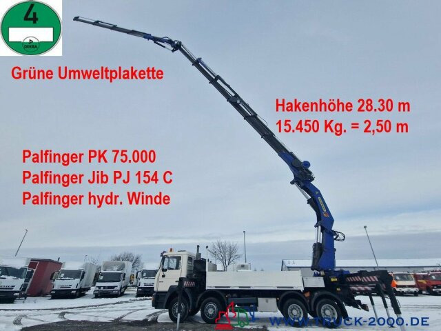 MAN 32.364 8x4 PK75000 Jib Winde Höhe 28m 16t./2.50m - Dropside/ Flatbed truck, Crane truck: picture 1