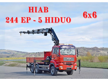 MAN TGA 33.400 * HIAB 244 EP - 5 HIDUO + FUNK / 6x6  - Crane truck, Dropside/ Flatbed truck: picture 1