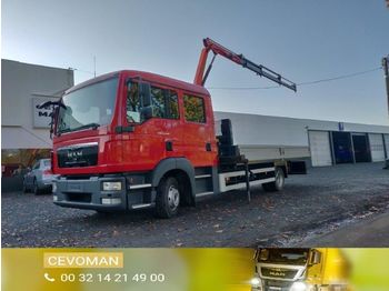 Dropside/ Flatbed truck, Crane truck MAN TGL 8.220 .220 Doka / Dubbel cabine kraan Palfinger PK3400: picture 1