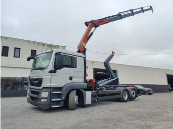 MAN TGS 26.320 6x2 Euro5 container + Kraan Palfinger PK16502 - Hook lift truck, Crane truck: picture 1