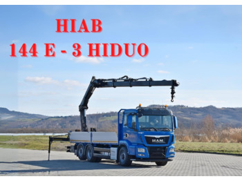 MAN TGS 26.480 * HIAB 144 E-3 HIDUO/FUNK *TOPZUSTAND - Dropside/ Flatbed truck, Crane truck: picture 1