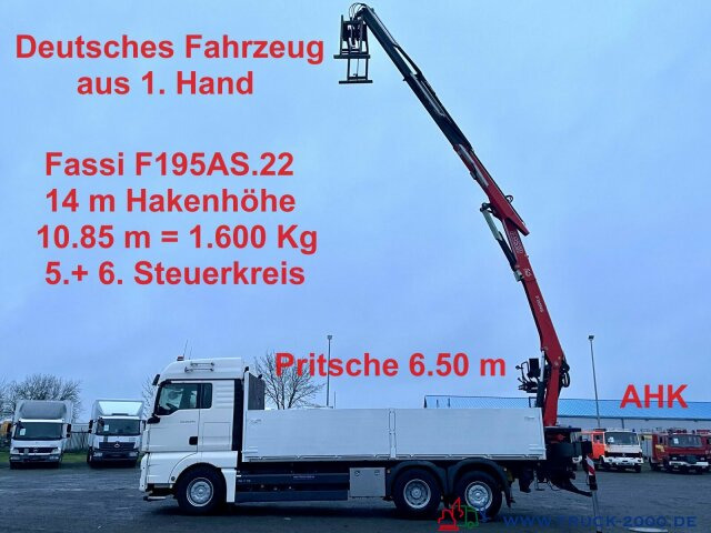 MAN TGX 26.440 Fassi Kran 11m=1.6t. 5.+6.Steuerkreis - Dropside/ Flatbed truck, Crane truck: picture 1